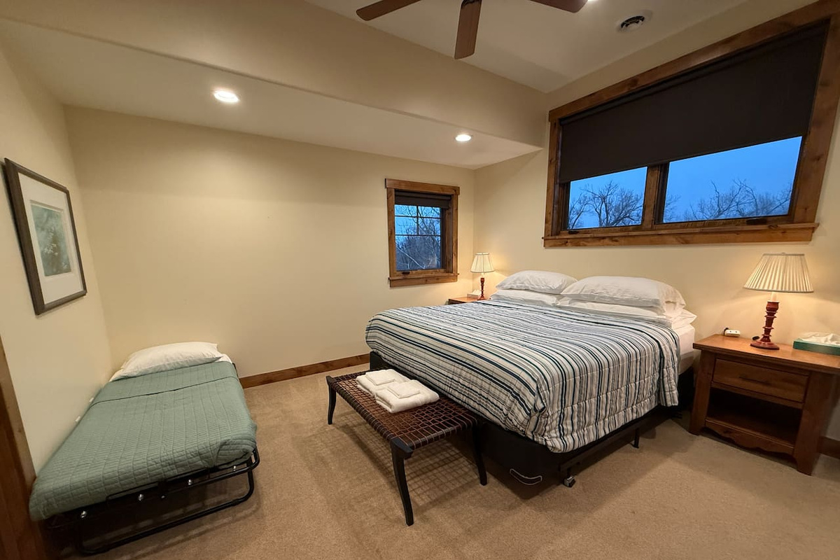 Roll away bed available in upstairs king bedroom. 