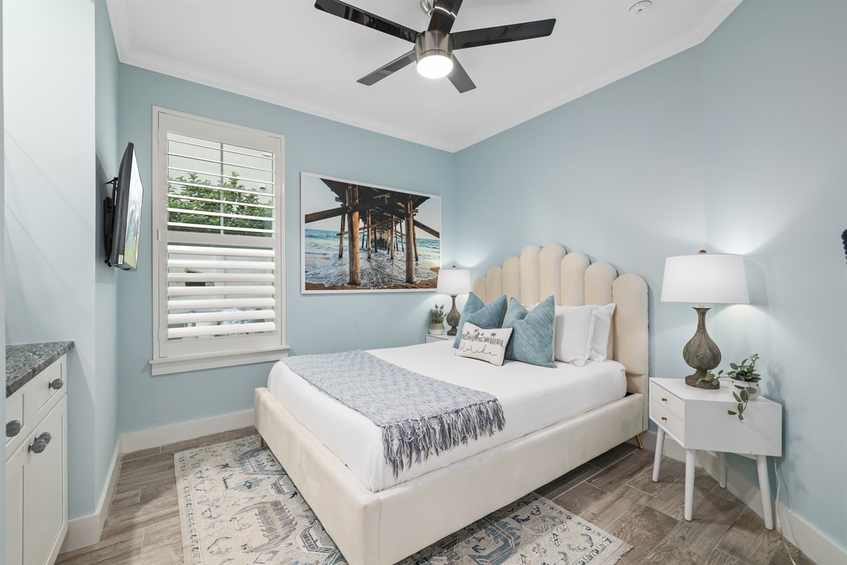 1st Floor: guest room with queen bed and smart TV