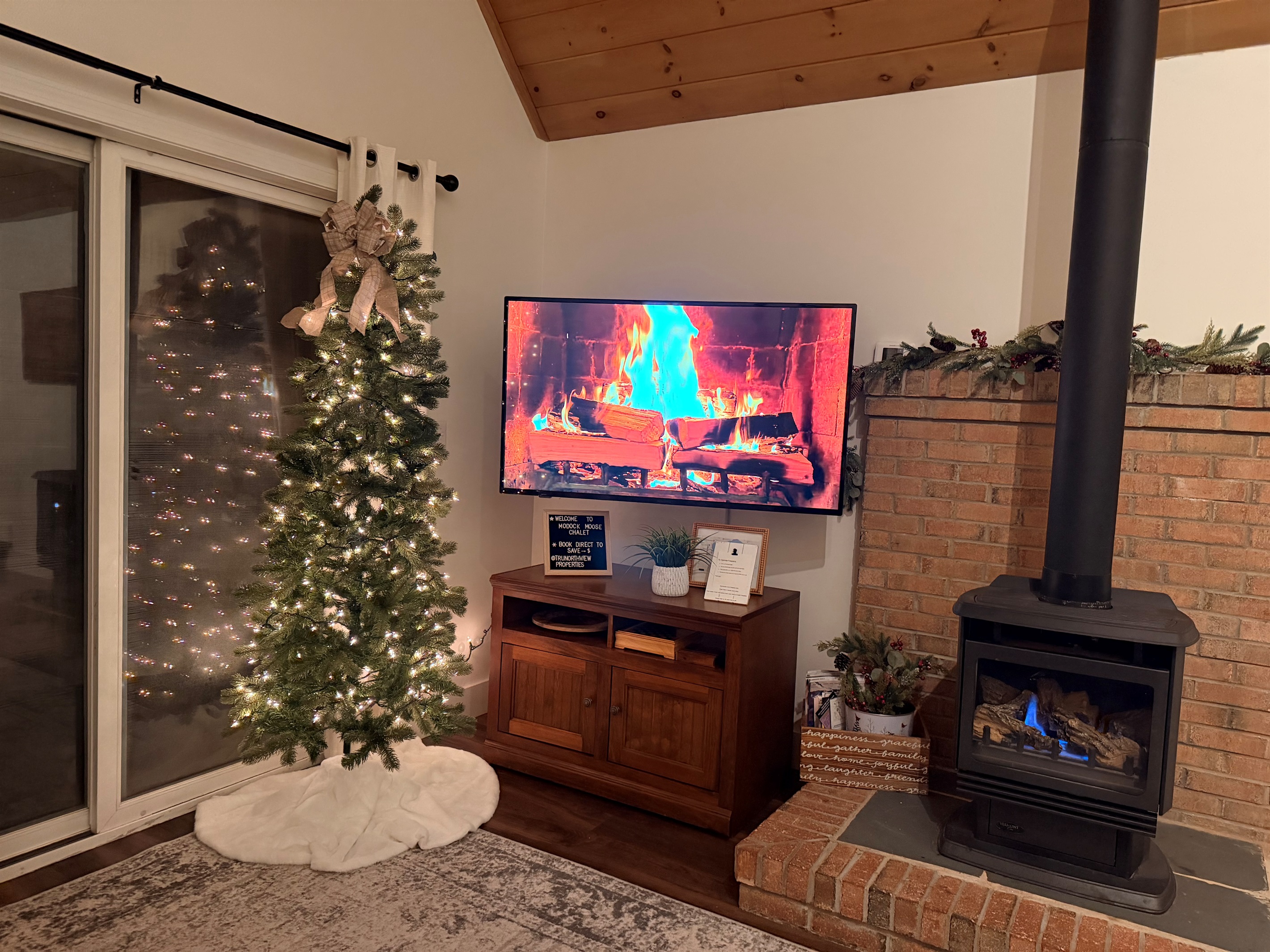 Cuddle up by the fire and lights