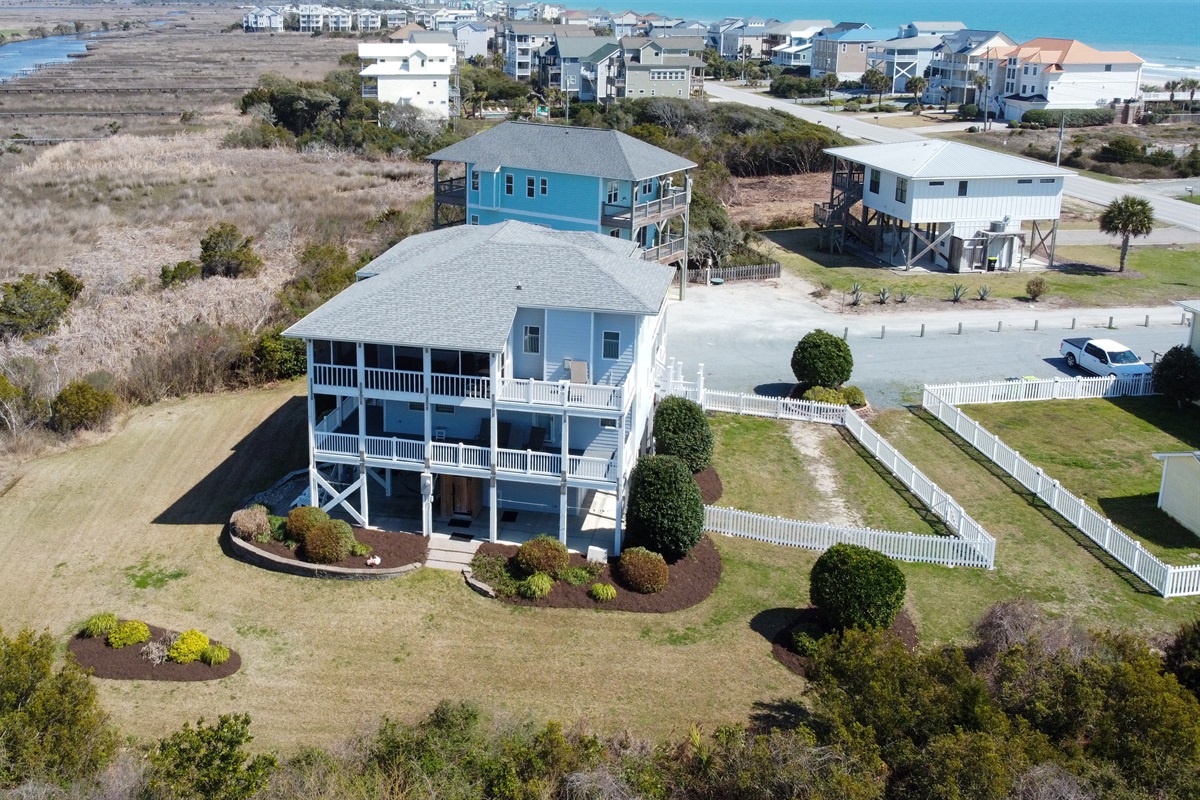 Large backyard space with sound and marsh views