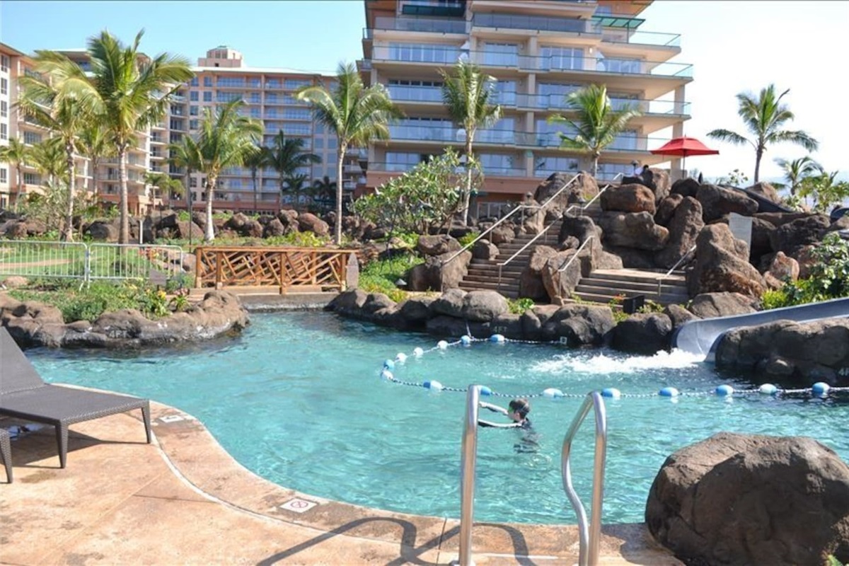 Family pool with water slide