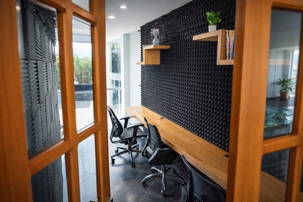 Smaller office upstairs - this room is VERY quiet, even during a party.