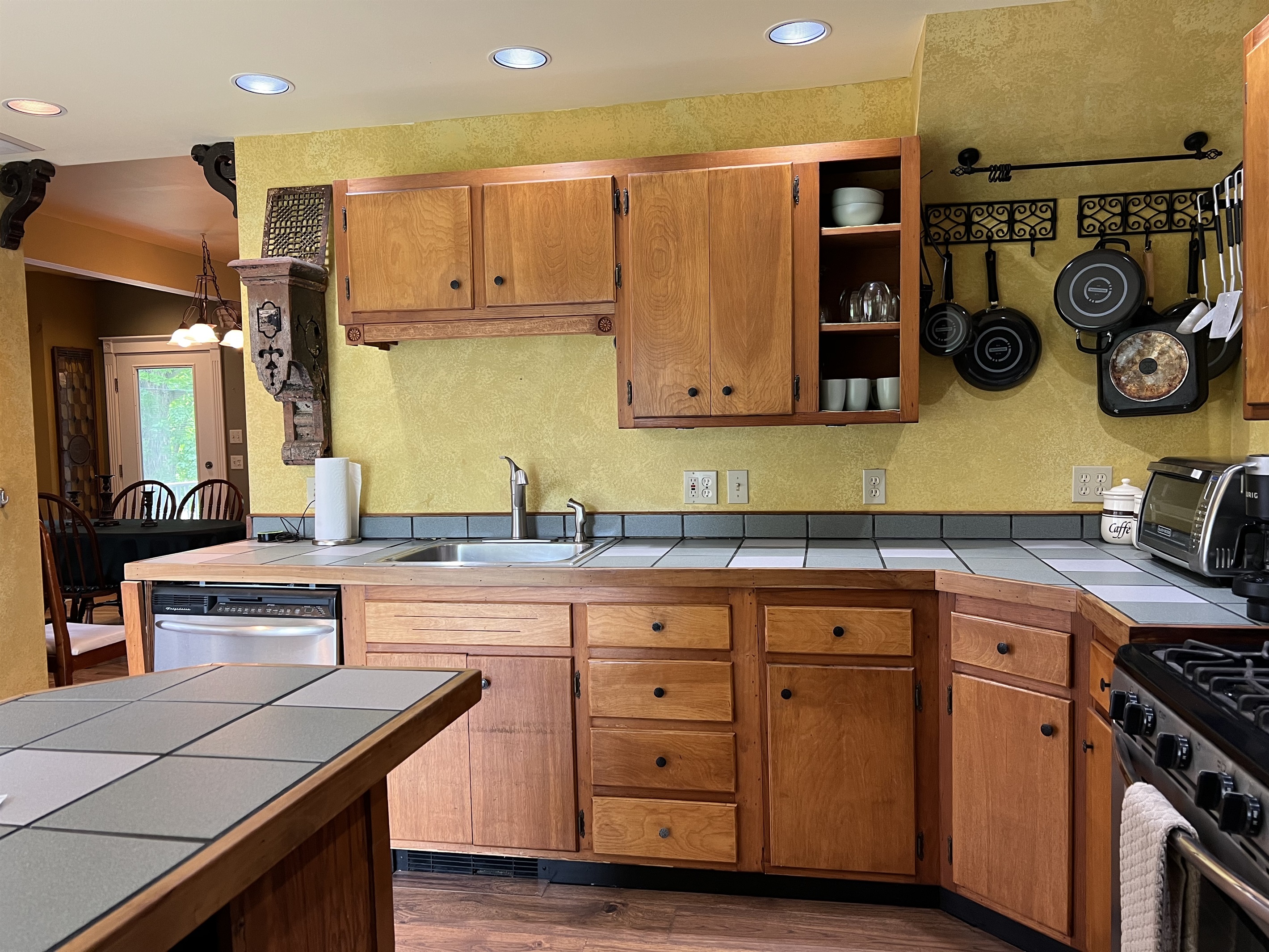 Kitchen into dining area