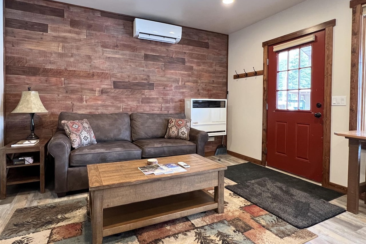 Living room with Queen sized sofa sleeper