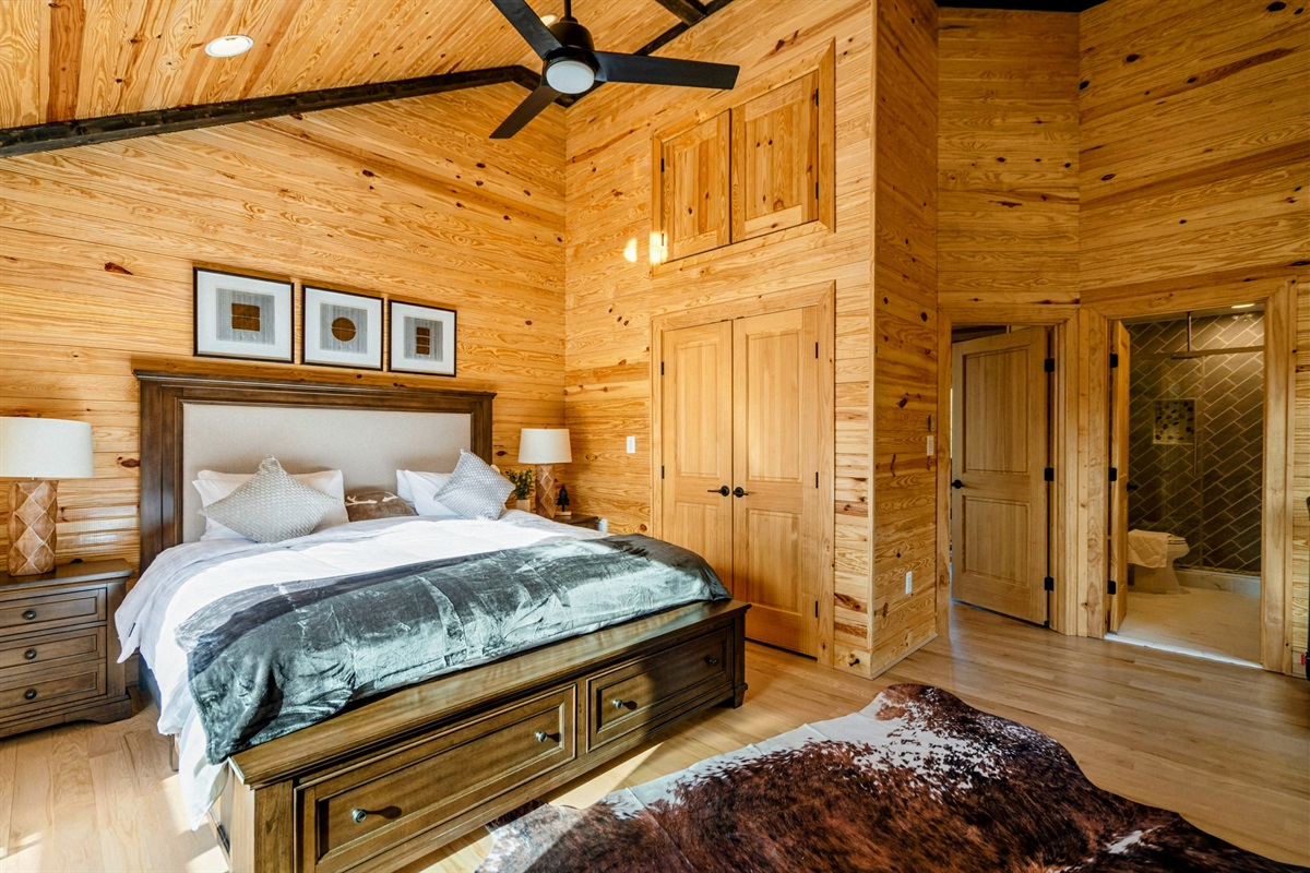 Serene Sanctuary – Thoughtful details and natural textures make this Primary Suite a perfect place to unwind.