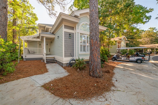 Parking for two cars and two golf carts