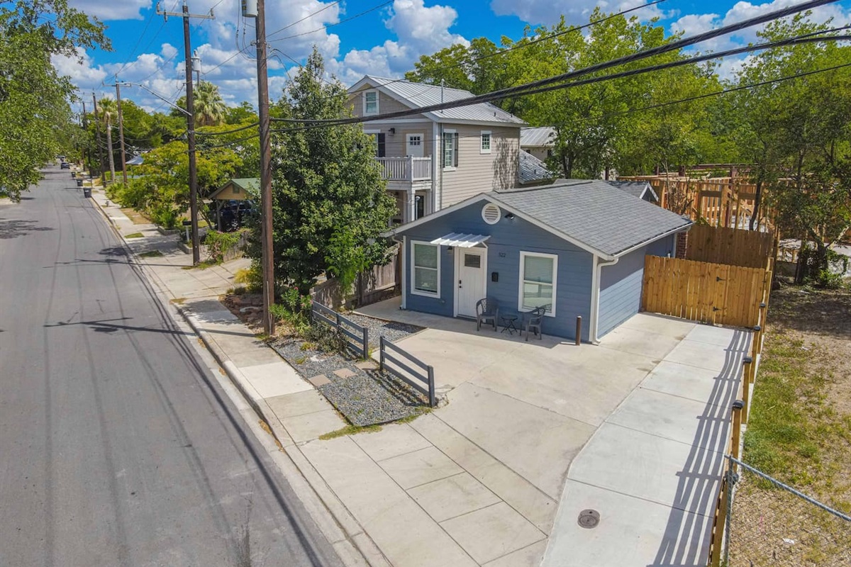 Aerial of exterior and driveway