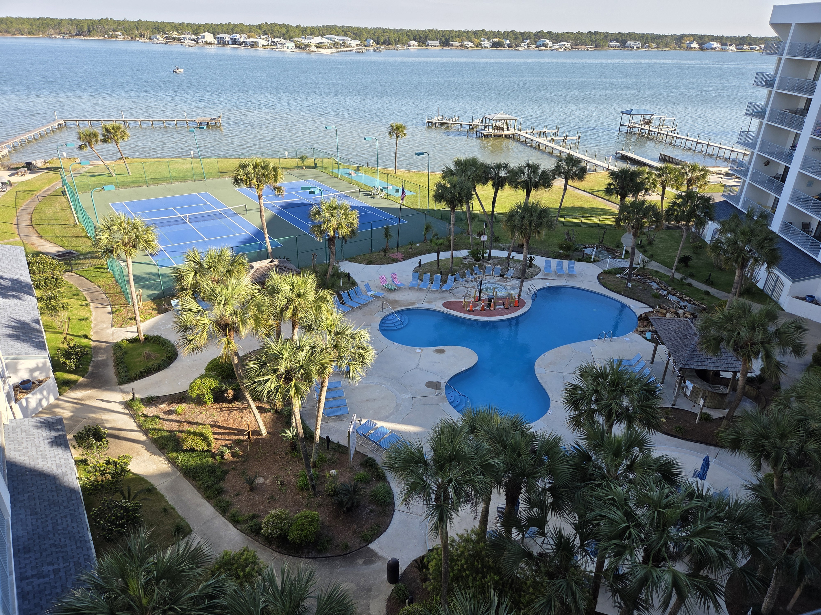 Aerial of pool and other amenities