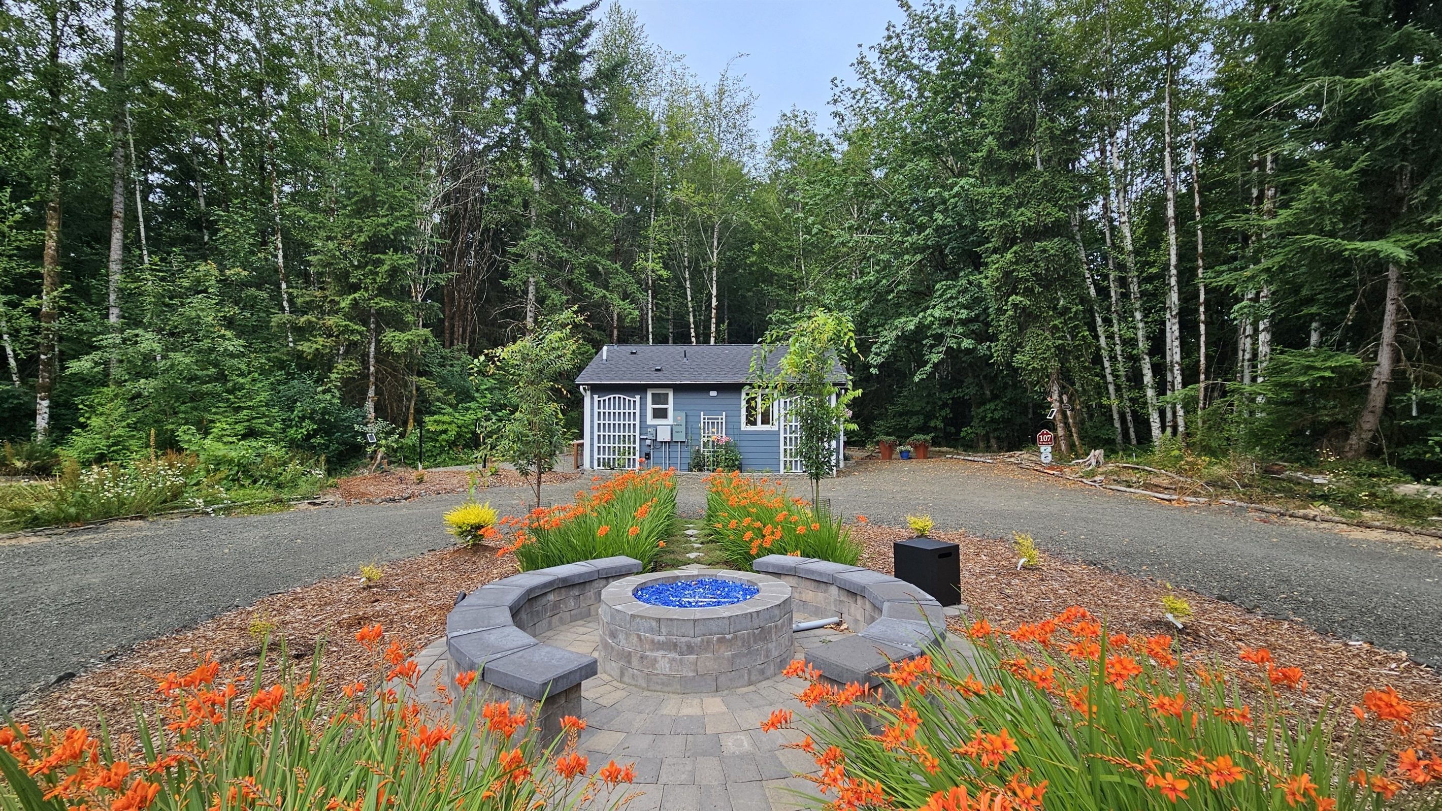 Alder Falls!  Relax between hikes and kayak excursions in a floral paradise.