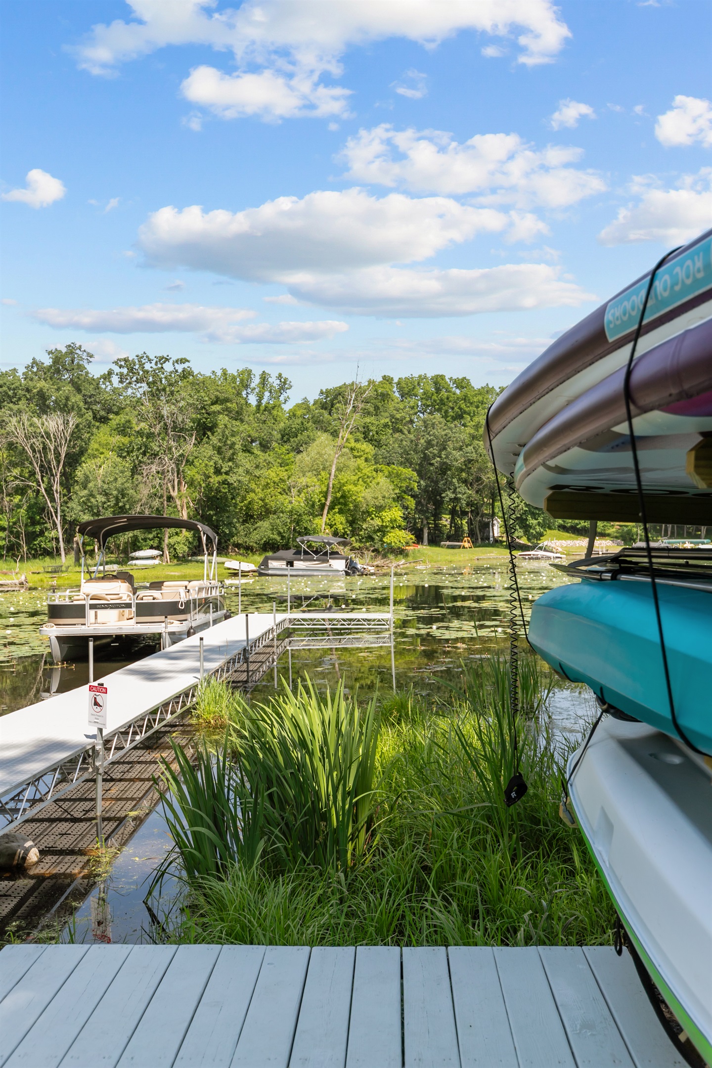 The pontoon is shared between two homes and available to rent on a first-come, first-served basis—be sure to reserve early!