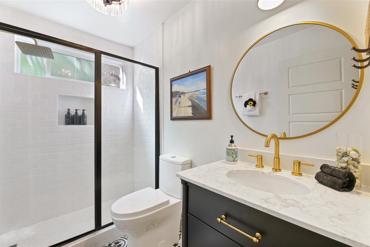 Bathroom with rainfall shower