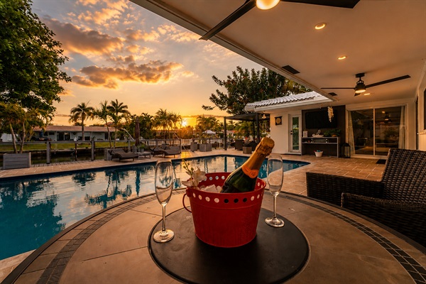 Luxury waterfront retreat with heated pool