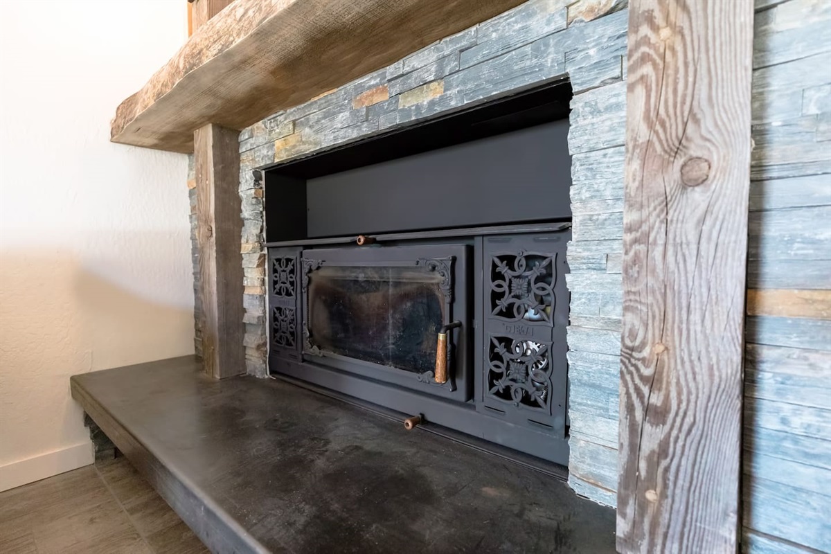 Wood burning fireplace