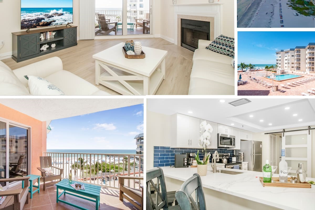 Balcony with panoramic views of the Gulf of Mexico and the heated pool.