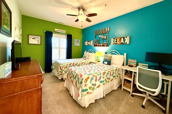 Second Bedroom (2 Twins can be moved together to make a King) Direct Door to Hall Bathroom