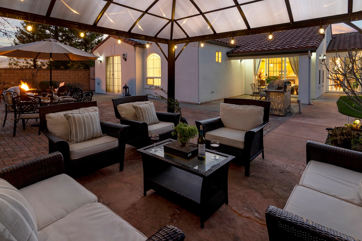 Sunset, firelight, and good company—your perfect evening retreat