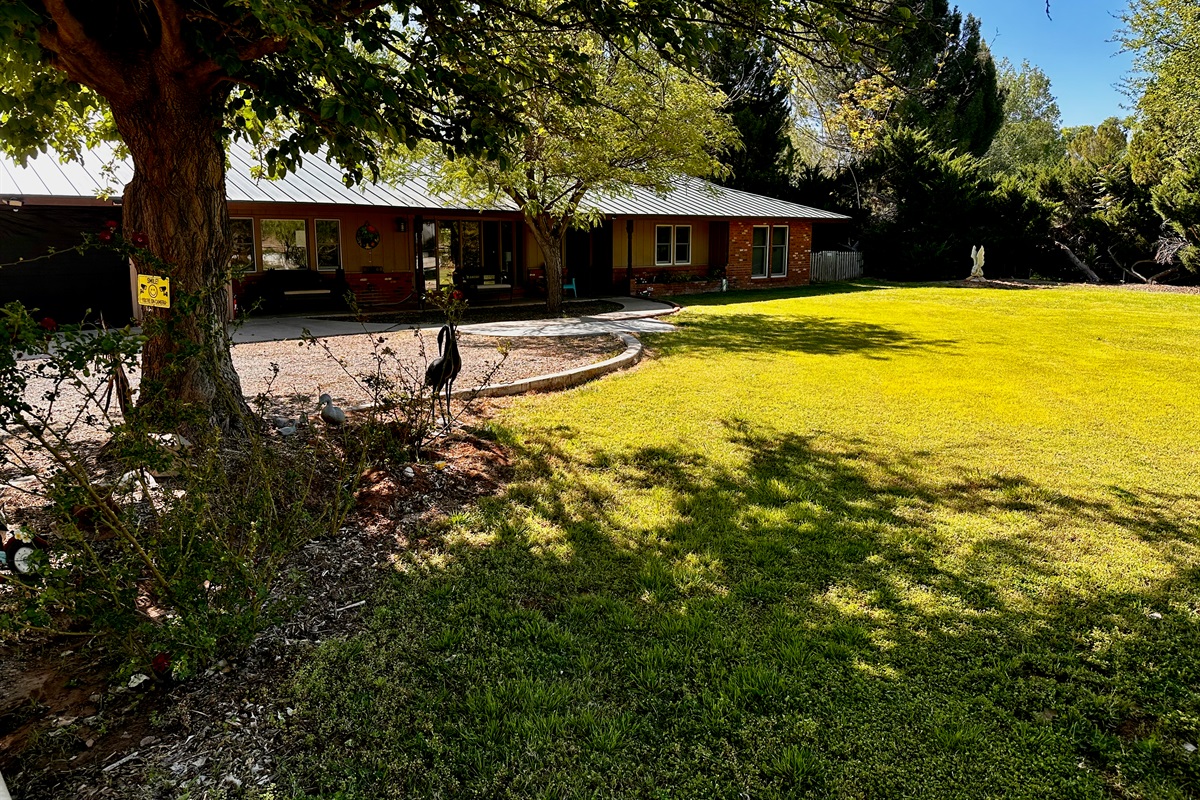 Green Yard and entrance to Home