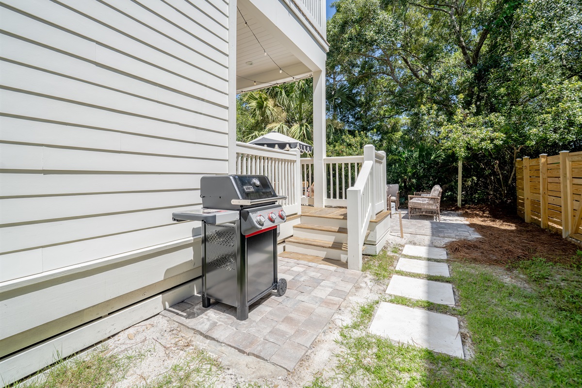 Gas grill in the backyard—perfect for outdoor cooking and BBQs!