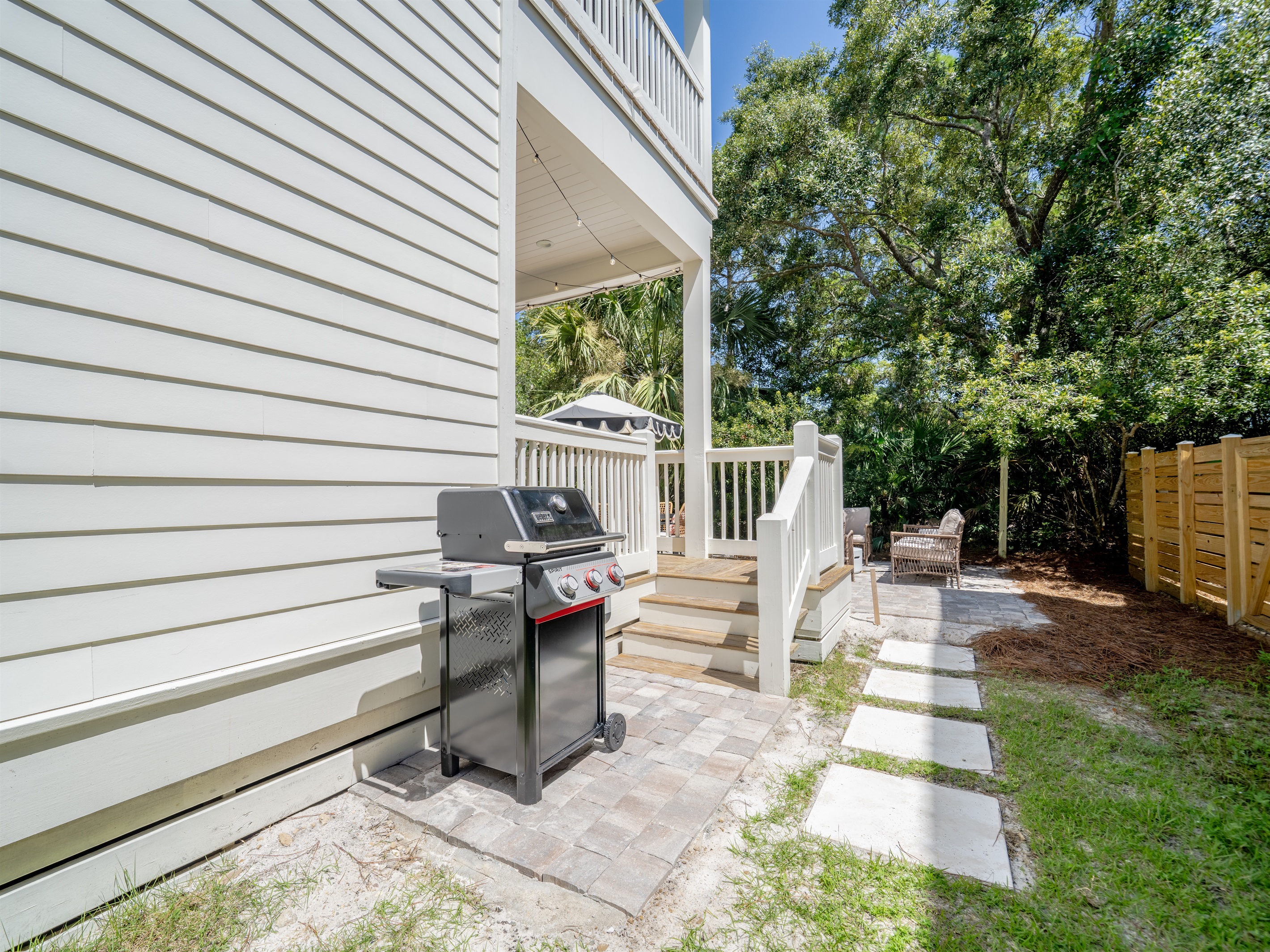 Gas grill in the backyard—perfect for outdoor cooking and BBQs!