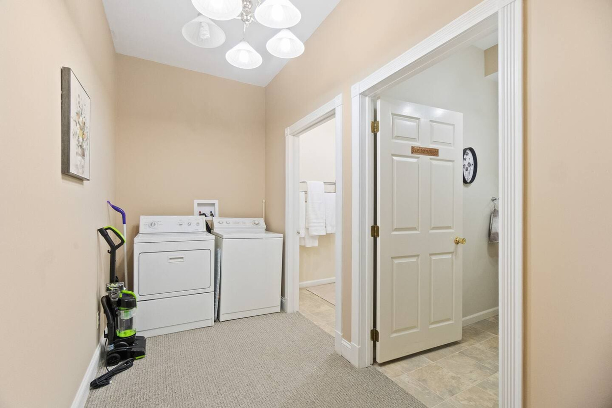 Convenient laundry area equipped with a washer and dryer, making it easy to refresh your clothes during your stay.