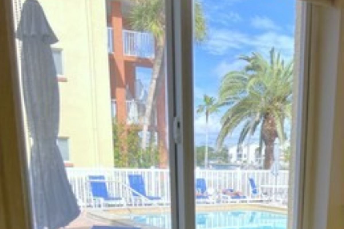 Pool view from the kitchen window! 