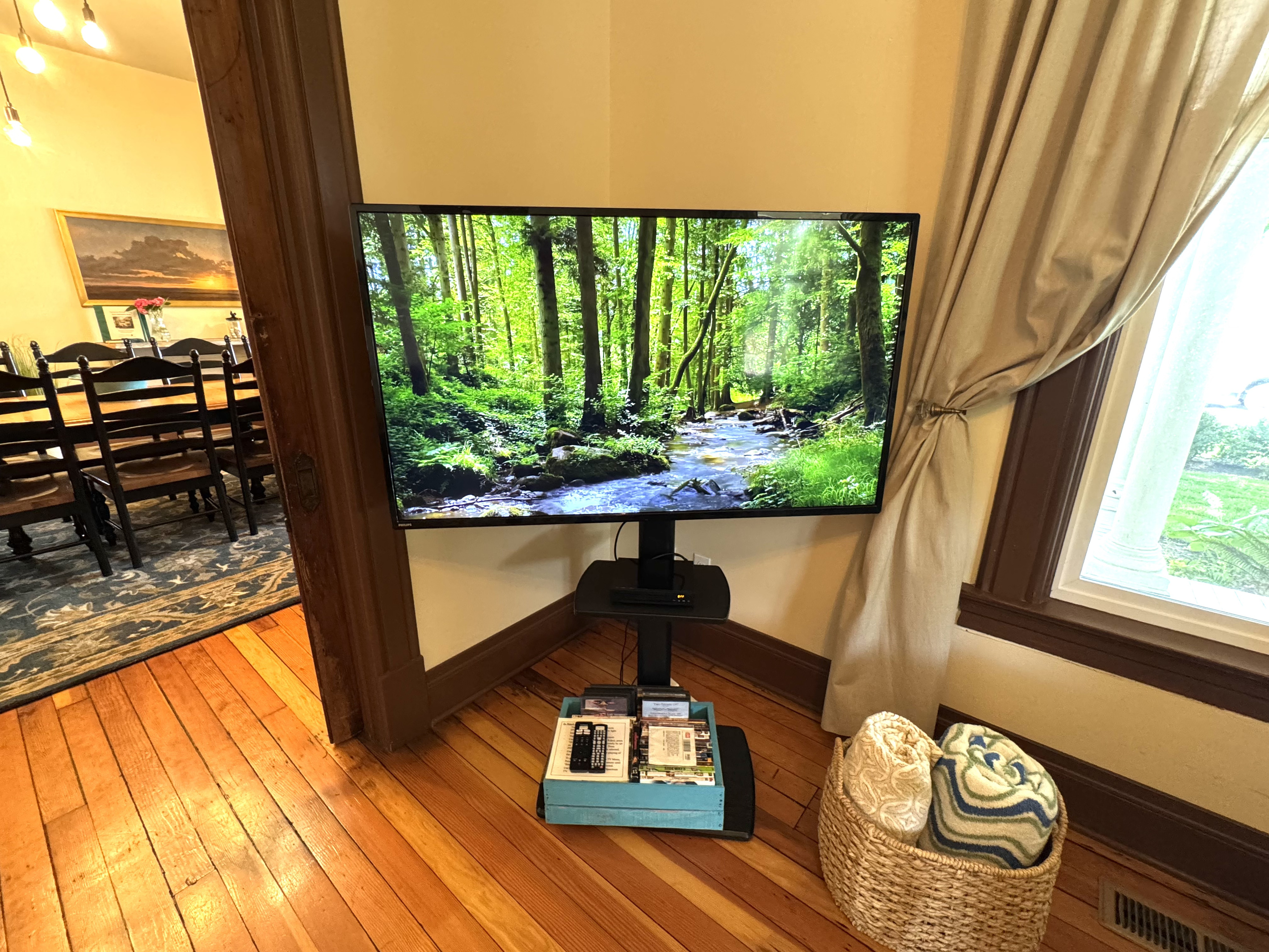 Large flat screen Smart TV.