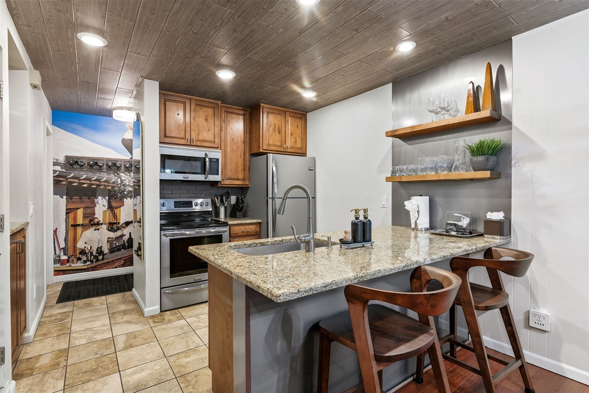 Full-size appliances and real counter space mean you can cook like you do at home, not just heat up takeout.