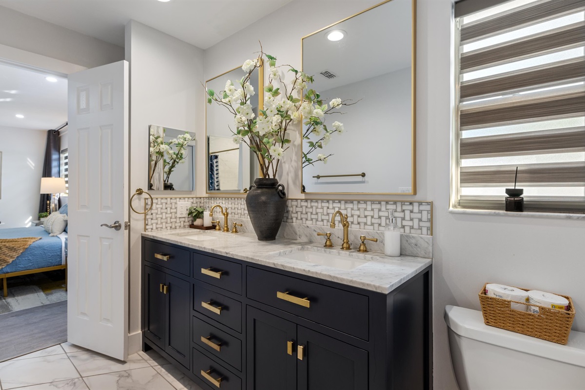 The master ensuite bathroom, with a stand-in shower.