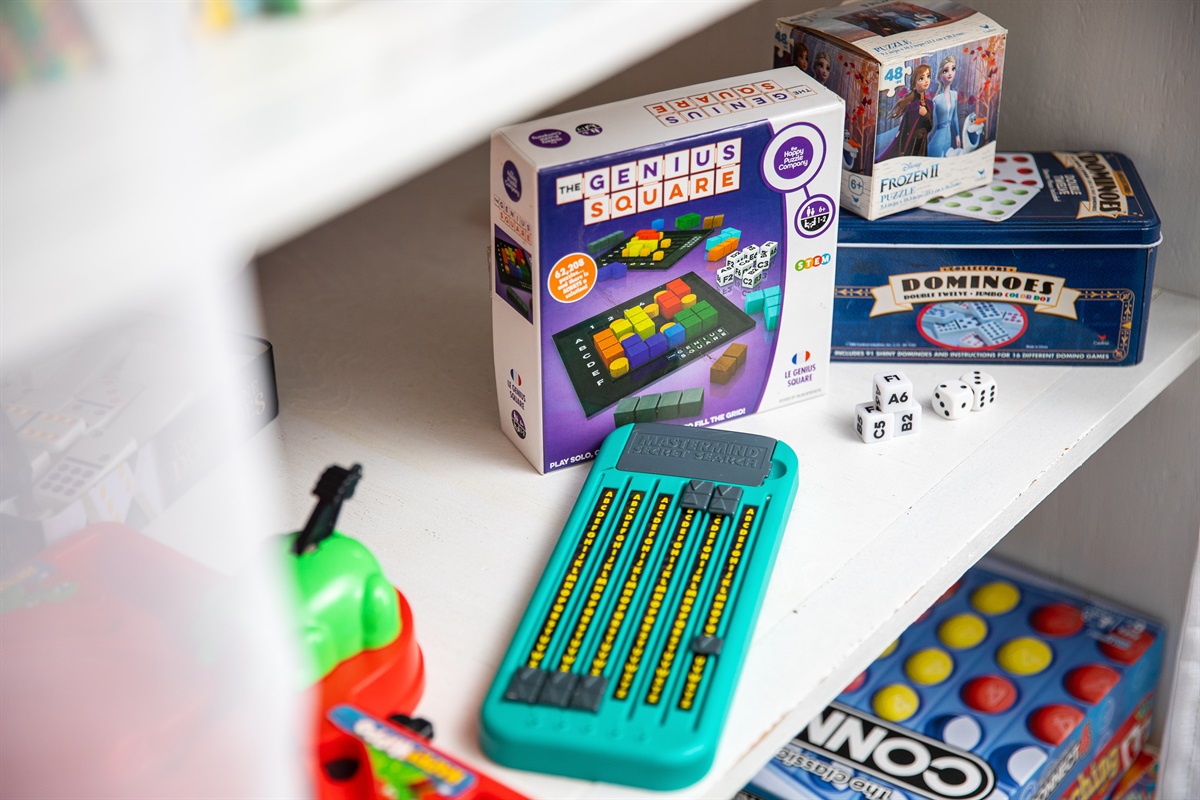 Let kids and adults alike enjoy hours of easy entertainment with shelves full of games, toys, and books.