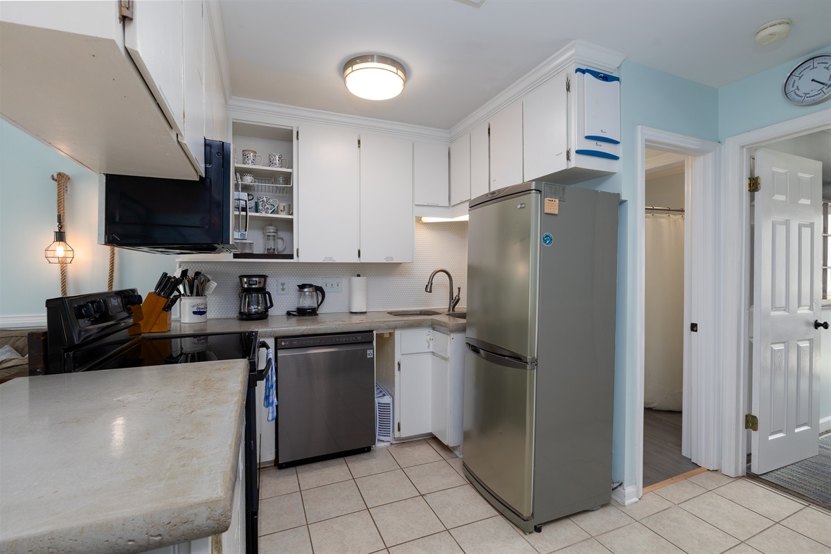 Modern appliances and cabinetry in the kitchen