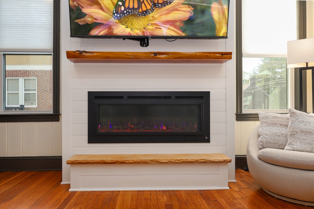Living Room-electric fireplace-custom mantle