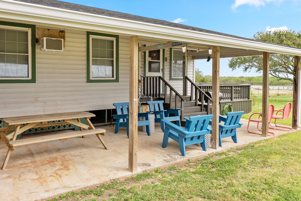 sitting area under carport