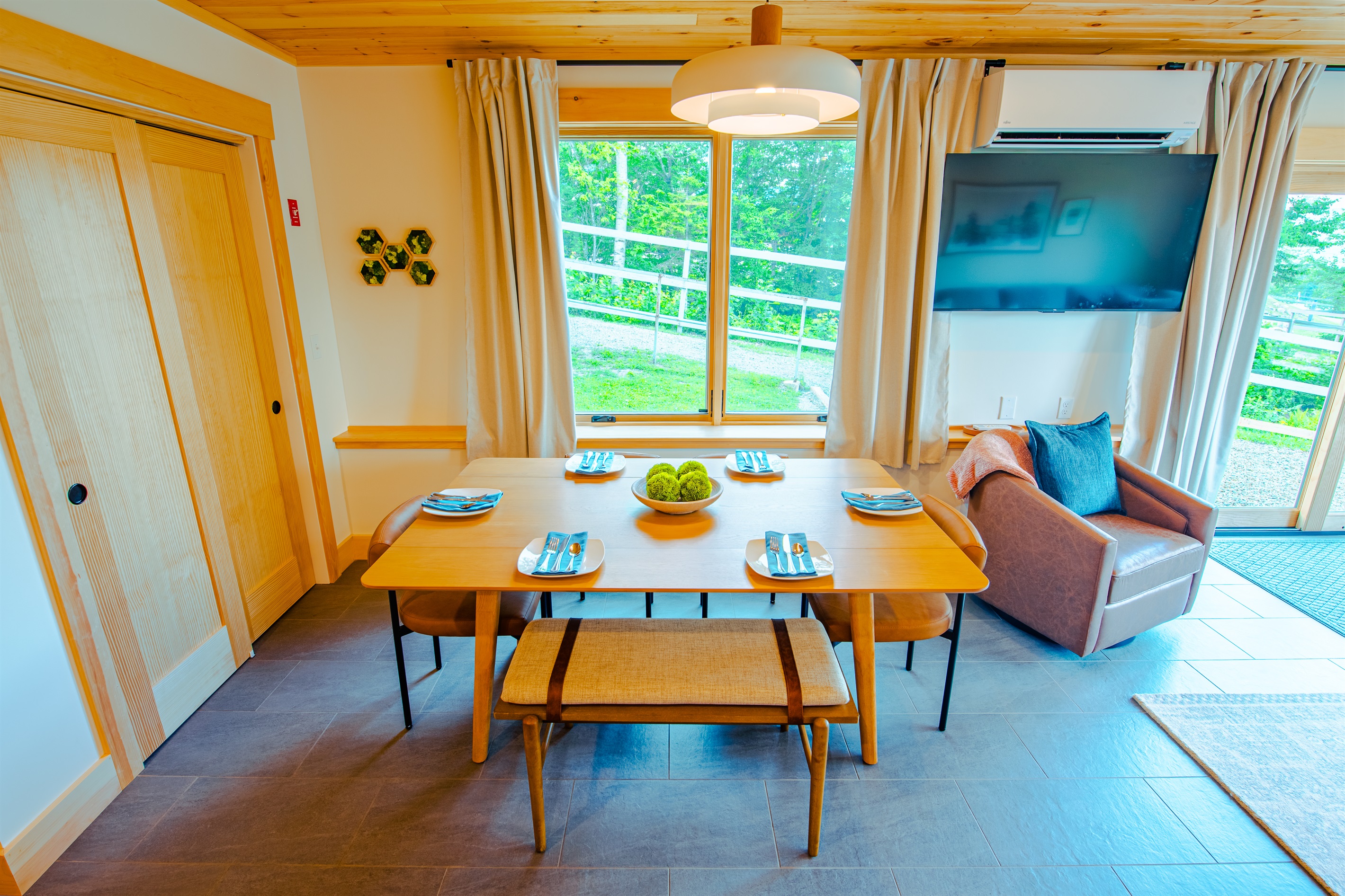 Dining table with seating for six