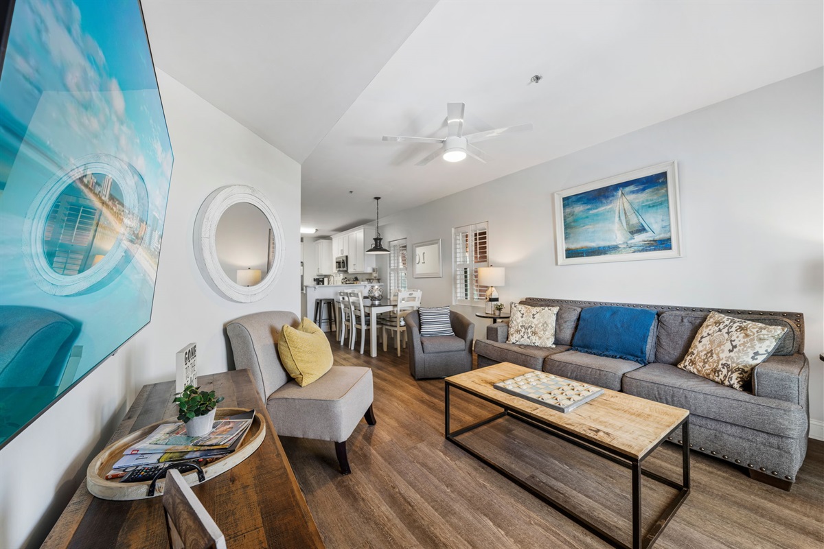 Living Room | Starfish | Oceanview 101 | 1116 Ocean Blvd, Isle of Palms, SC | IOP Escapes