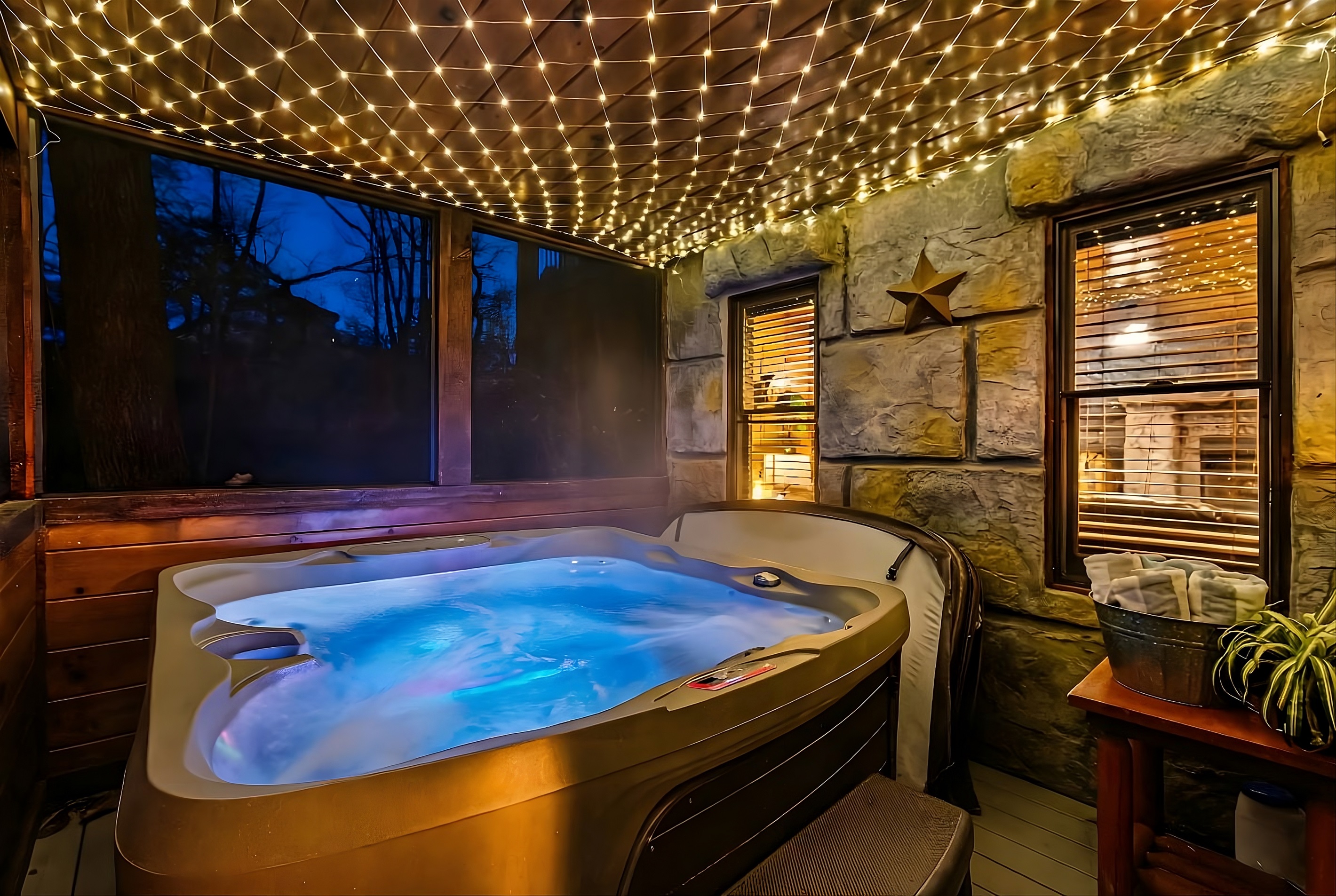 Cozy lights + warm bubbles = your new happy place
