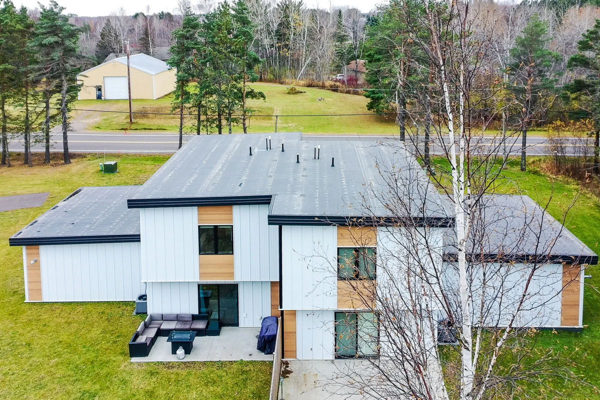 Aerial of Front. Our home is on the right