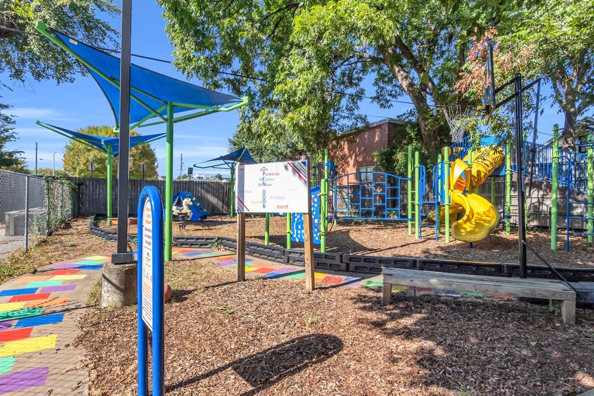Guests enjoy shared access to a secure children’s playground—perfect for families, conveniently accessible with a private code.