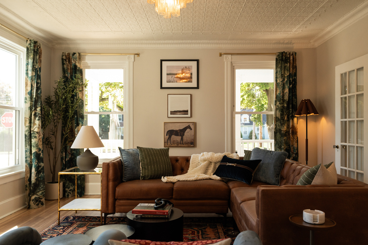 The living room was made for slow mornings, movie nights, and relaxing together between Hudson Valley adventures.