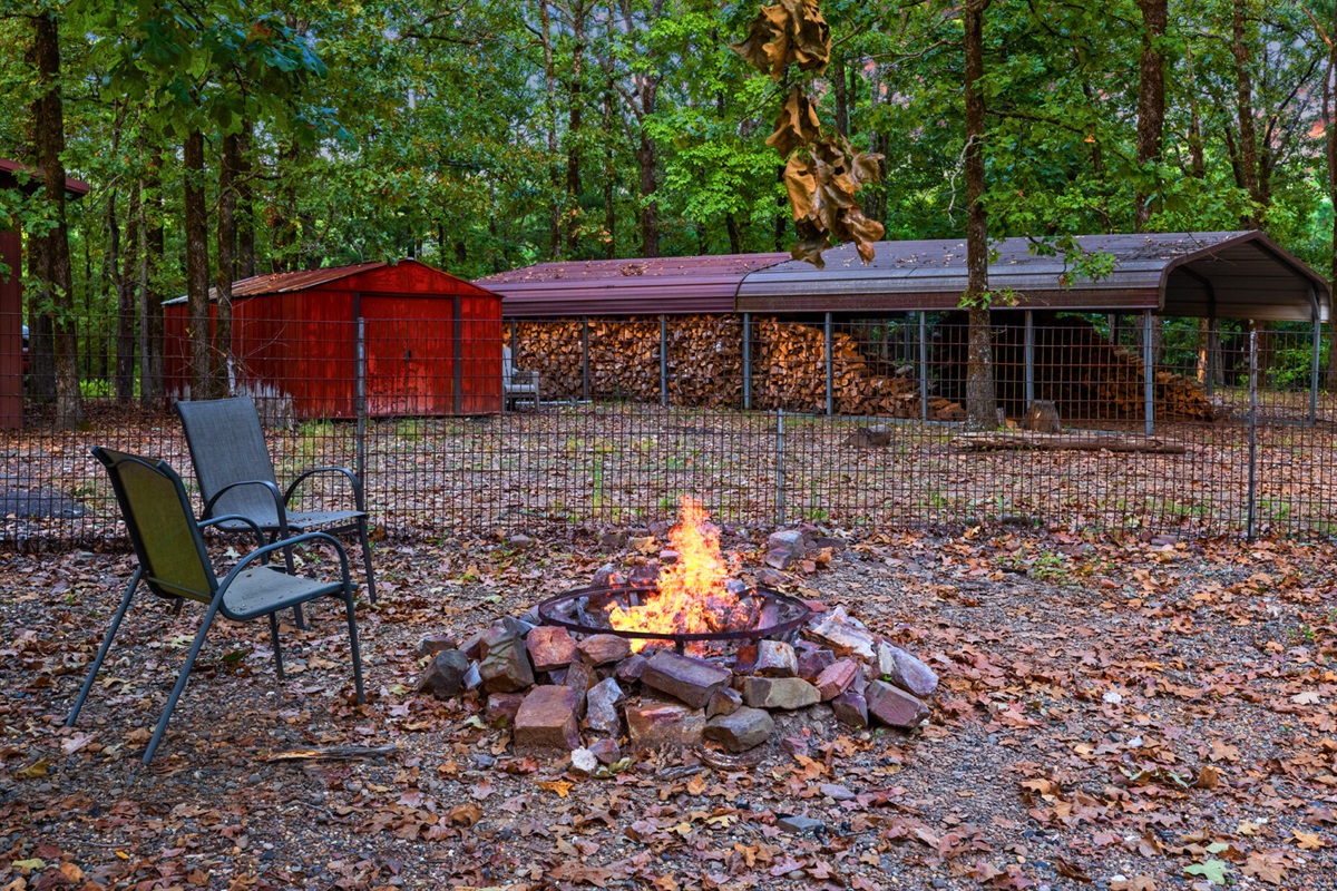 Fire pit with chairs for s’mores and late-night stories.