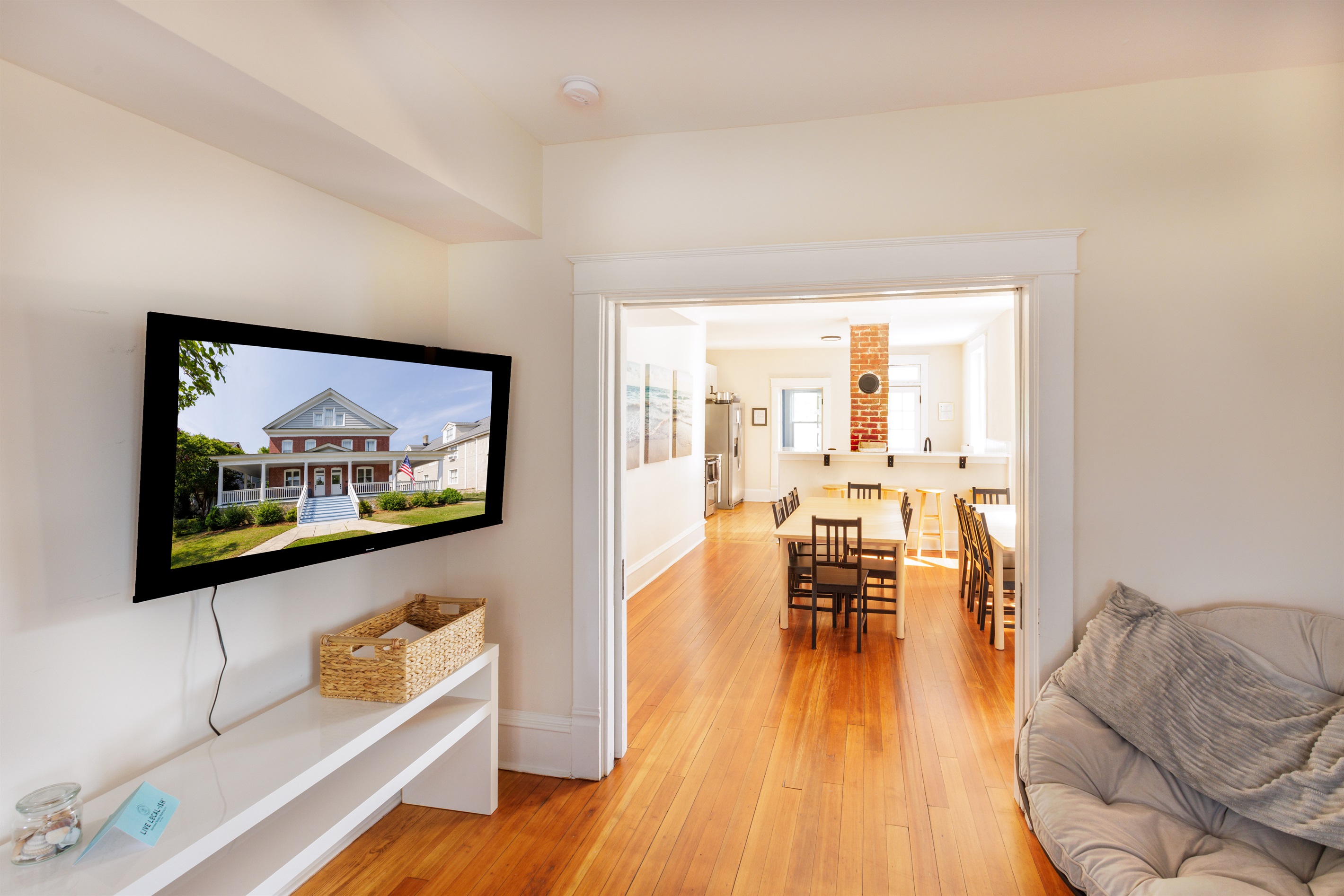 65 inch HDTV with Chromecast, Roku to enjoy movie nights.