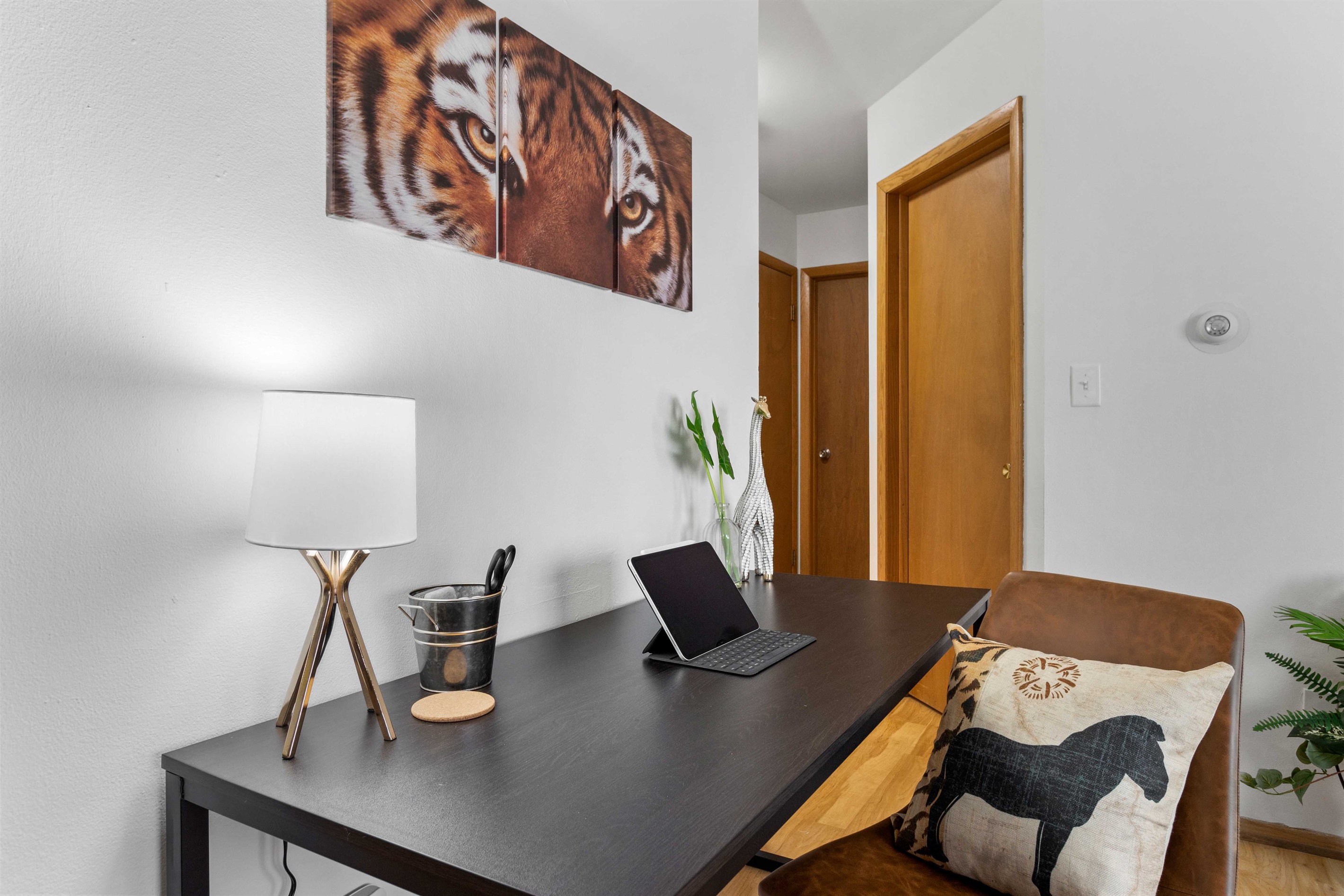 Pens, dry erase markers and scissors are provided. Laptop not included! =D