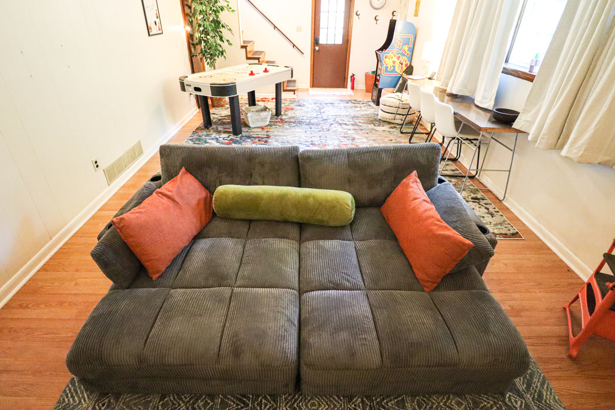 The cozy sleeper sofa offers a comfortable extra sleeping space, perfect for kids, teens, or an additional guest.