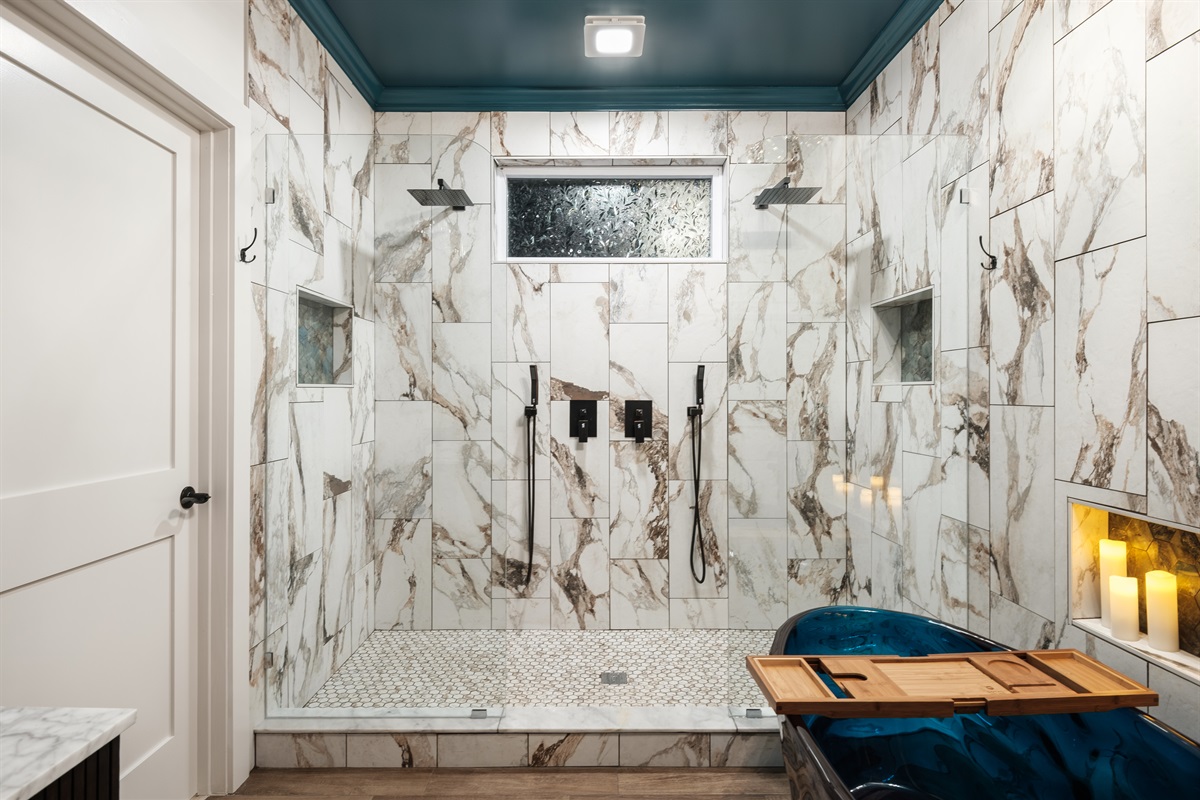 This spacious bathroom captures the essence of tranquility, offering a place to relax, recharge, and feel completely at peace.