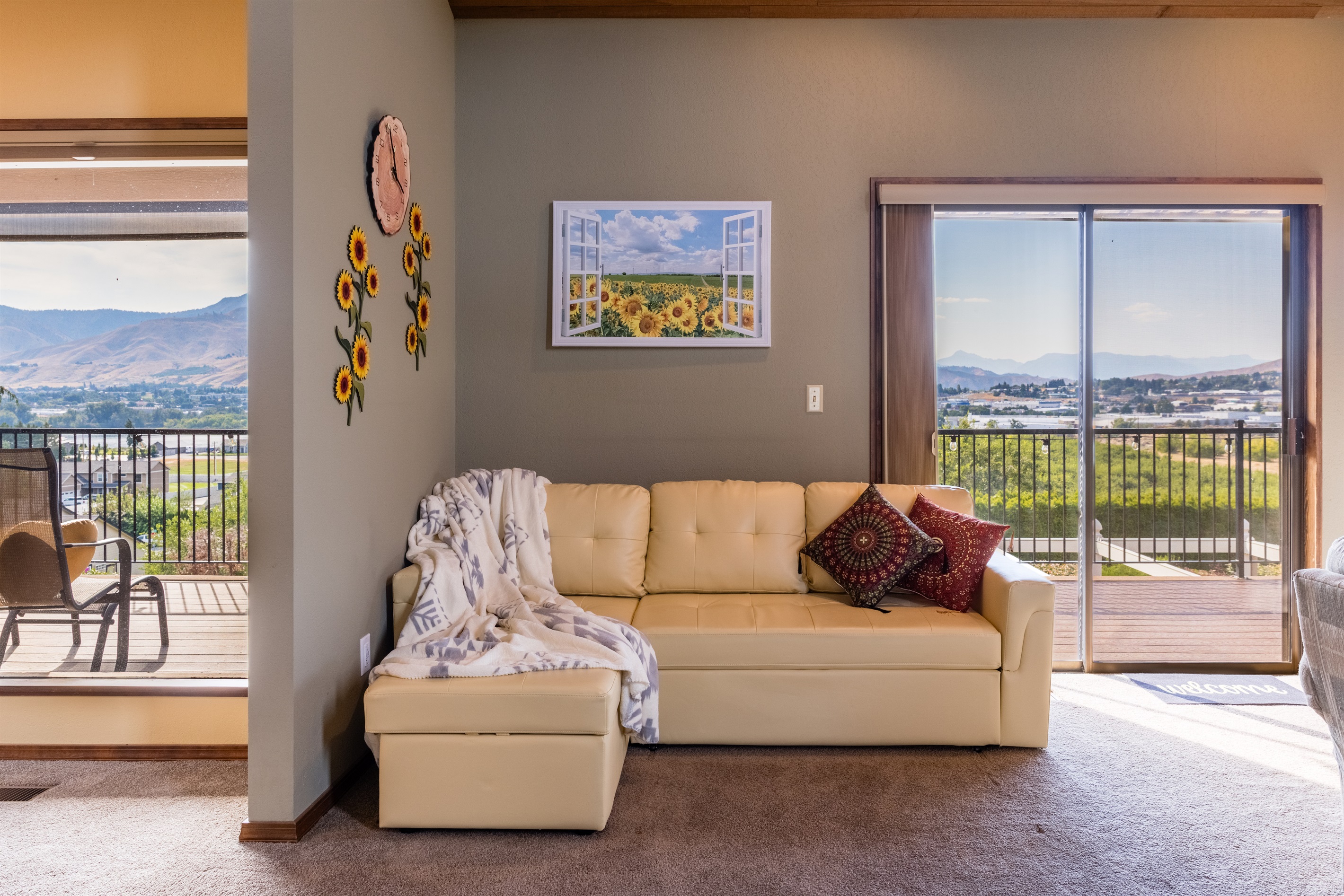 Great Room pull out sofa provides both comfortable seating and sleeping.