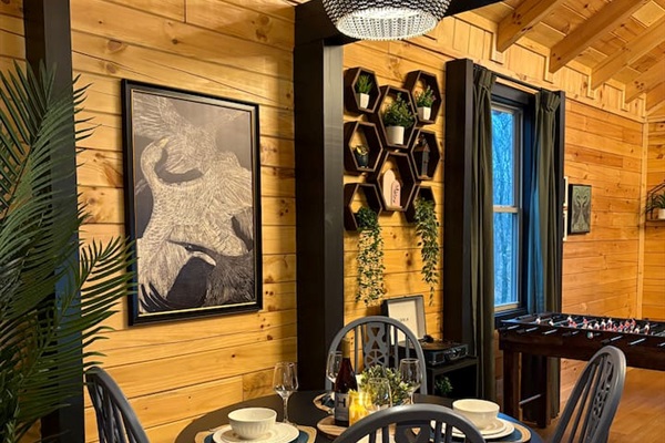 A mindful blend of greenery and natural wood, setting the stage for slow, shared meals