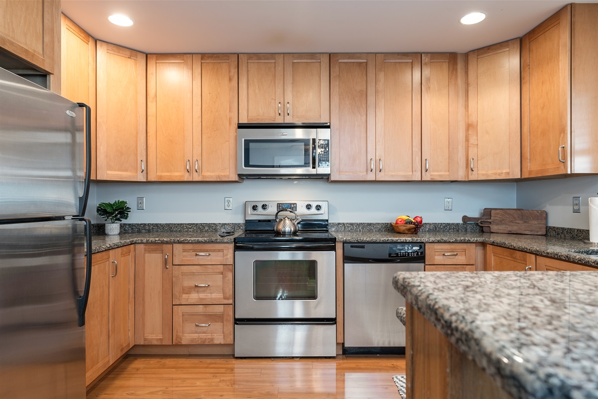 Stocked kitchen for prepping meals