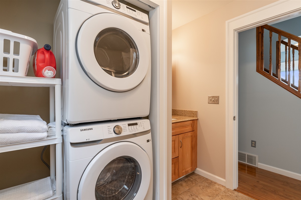 Laundry area located in the main floor full bathroom