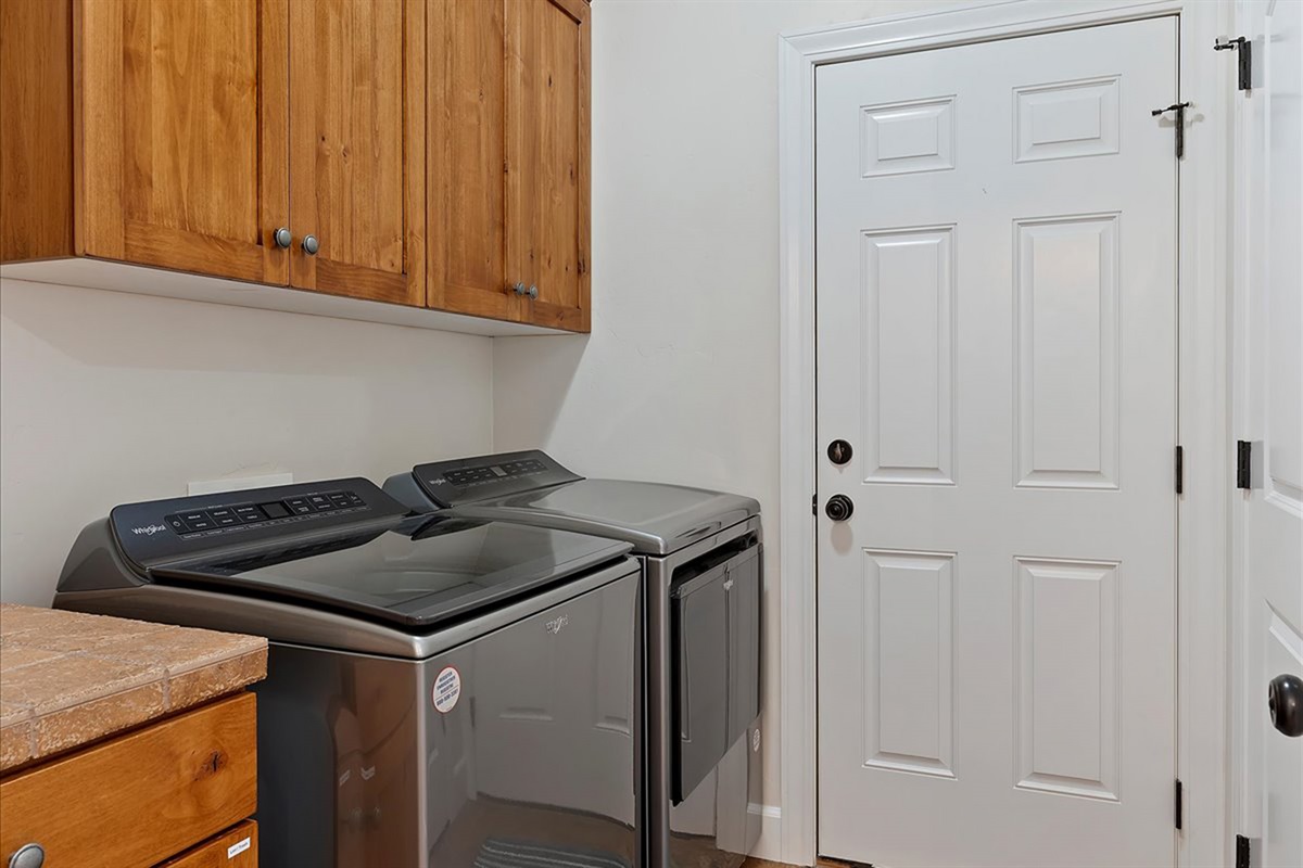 In-home laundry with washer and dryer, making longer stays easy and convenient.