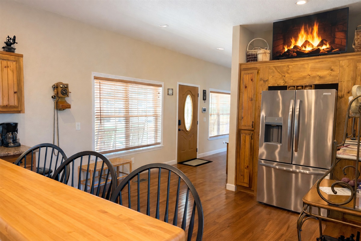 Watch TV in the sizable kitchen while preparing meals