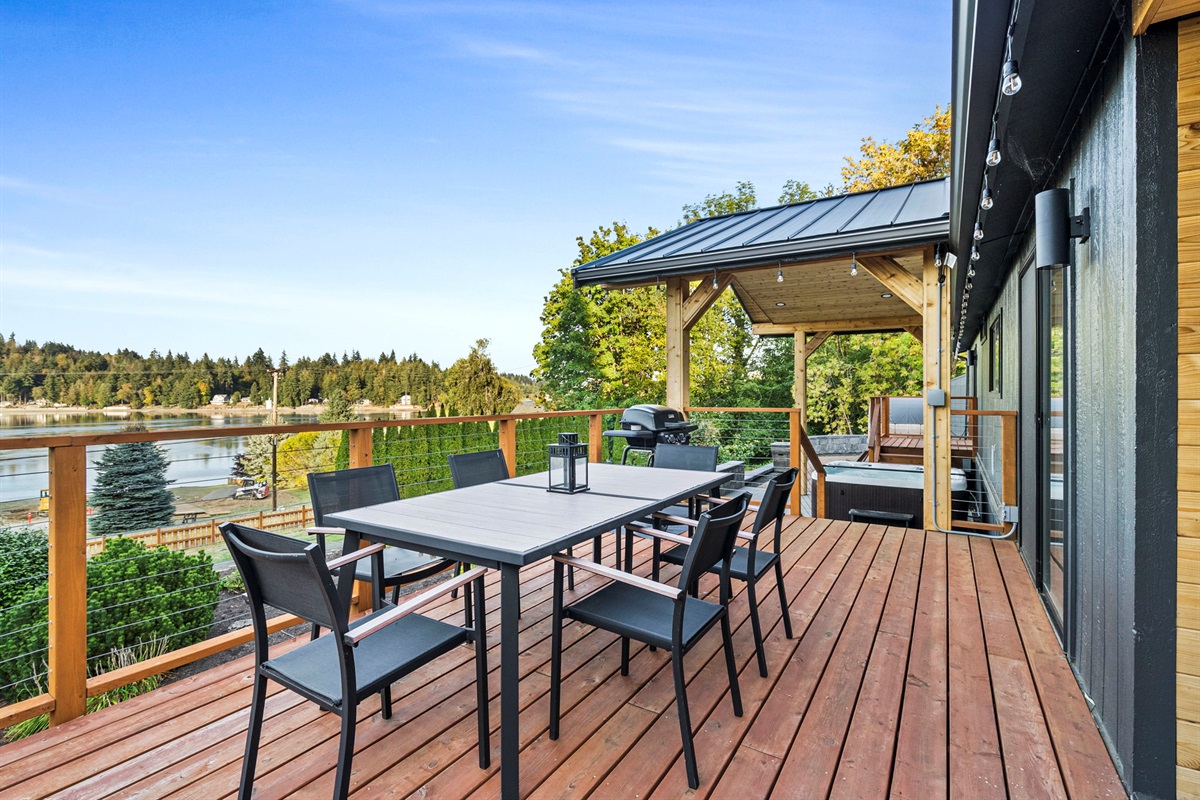 Dine al fresco on the deck with BBQ ready to go and stunning waterviews all around—your perfect outdoor escape
